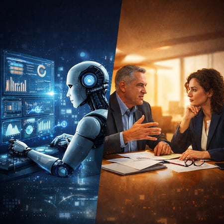 AI and human dialogue in contrast